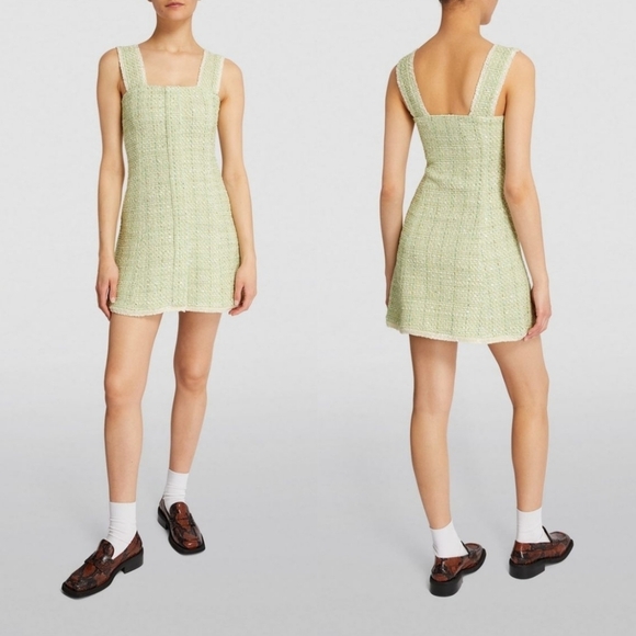 House of Harlow 1960 Dresses & Skirts - House of Harlow Lime Green Metallic Boucle Tweed Preppy Mini Dress Large